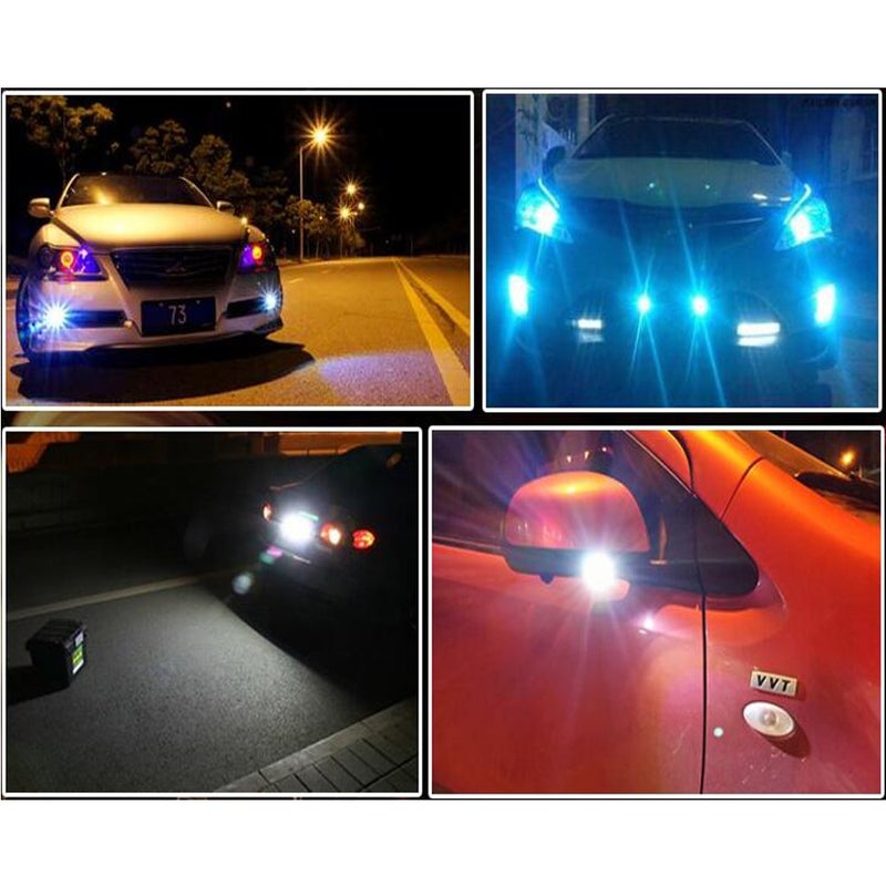 LEADTOPS 10Pcs 18mm 12V Eagle Eye LED Car Fog DRL Daytime Running Light Backup Reverse Tail Rock Lights Small bulb (Yellow, Black Case) - Image 2